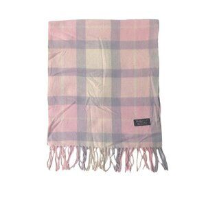 Vintage Burberry Red & White Plaid Fall Winter Luxury Outdoor Scarf Scarves
